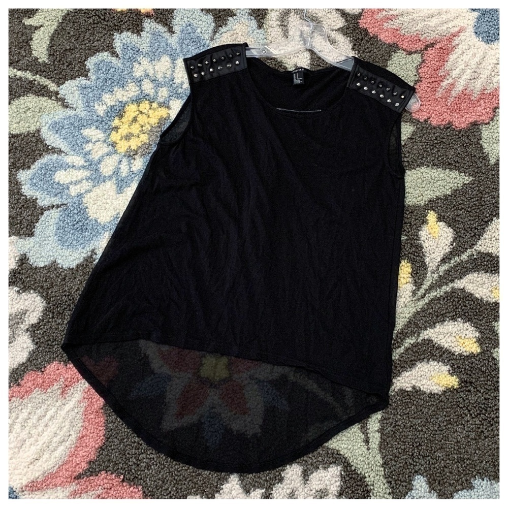 #6 Y2K Forever 21 Studded Sheer Sleeveless Shell Tank Blouse Shirt Tunic Top